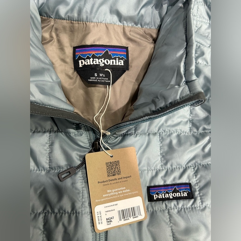 Patagonia Women’s Small Nano Puff Insulated Vest Thermal Blue NWT Puffy - Picture 5 of 6
